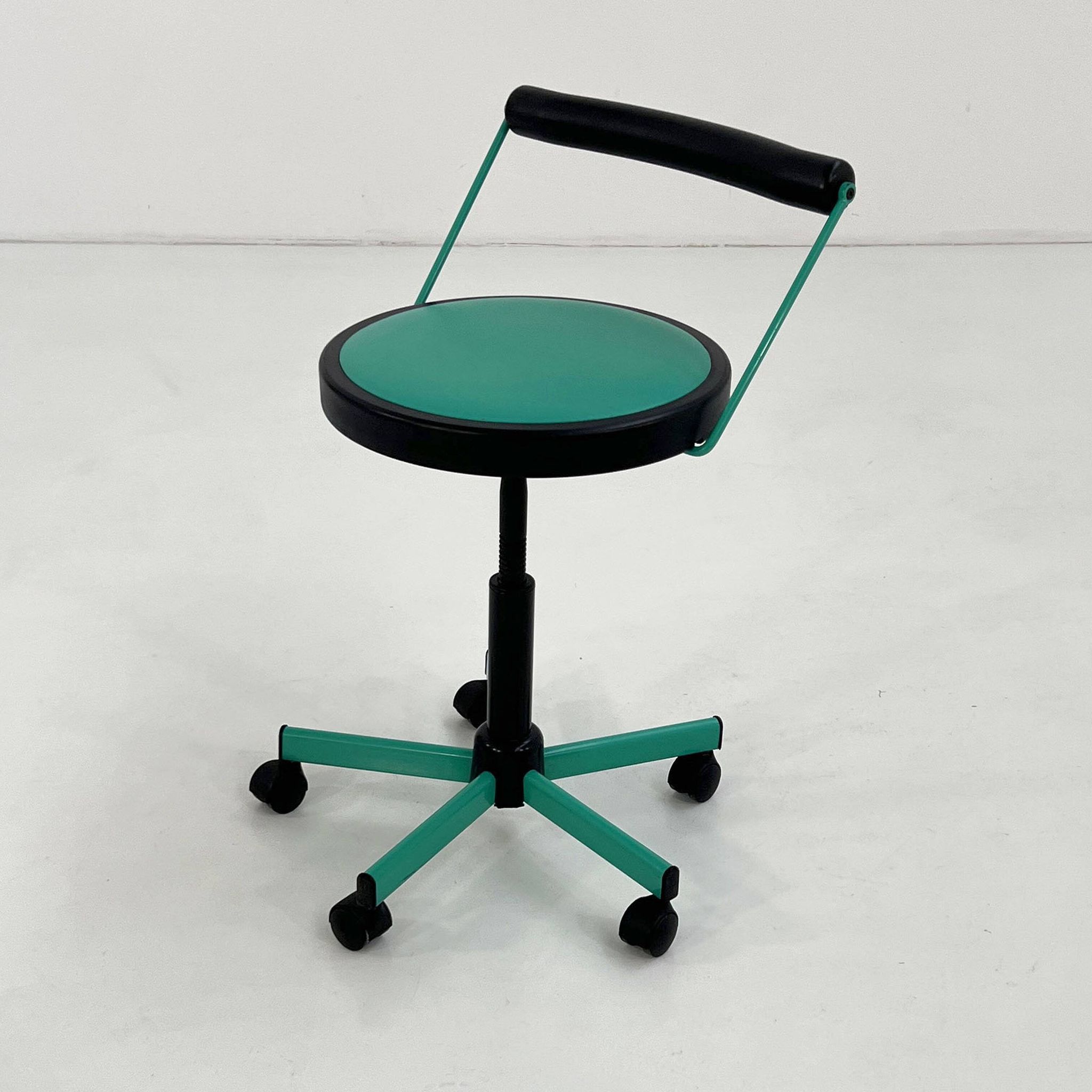 Turquoise adjustable office chair by Bieffeplast, 1980