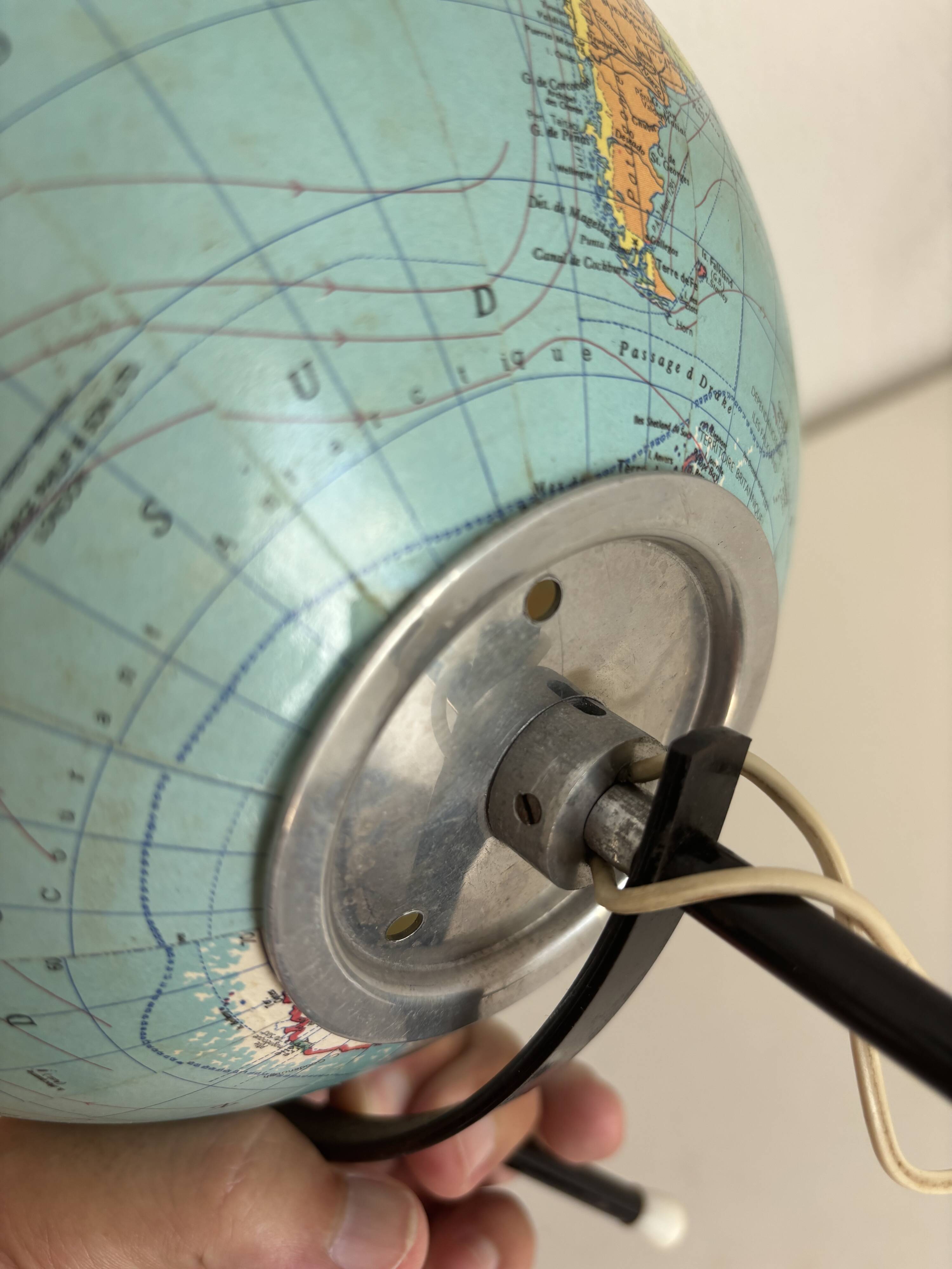 Vintage globe 1962 terrestrial world map glass tripod Taride - 28 cm