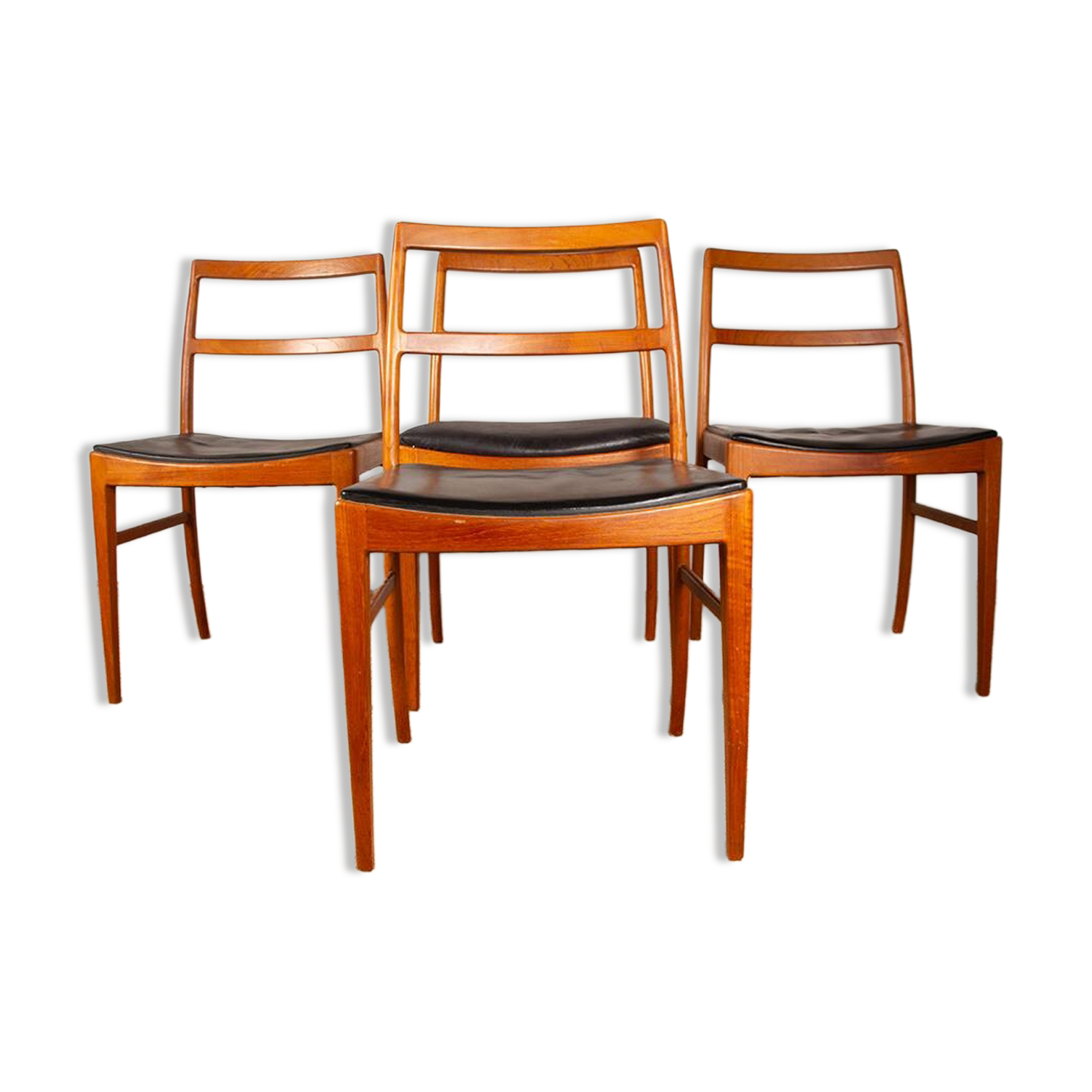 Set of 4 Danish teak and leather chairs, model 430, by Arne Vodder, 1960