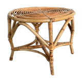 Table basse ronde bambous et osier circa 70
