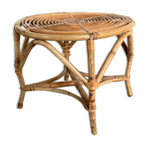 Round coffee table bamboo and wicker circa 70