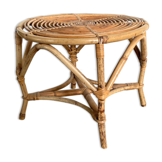 Round coffee table bamboo and wicker circa 70