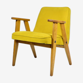 Vintage armchair 366, designer J.Chierowski, 1960s, yellow