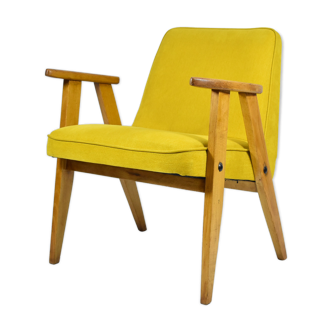 Vintage armchair 366, designer J.Chierowski, 1960s, yellow
