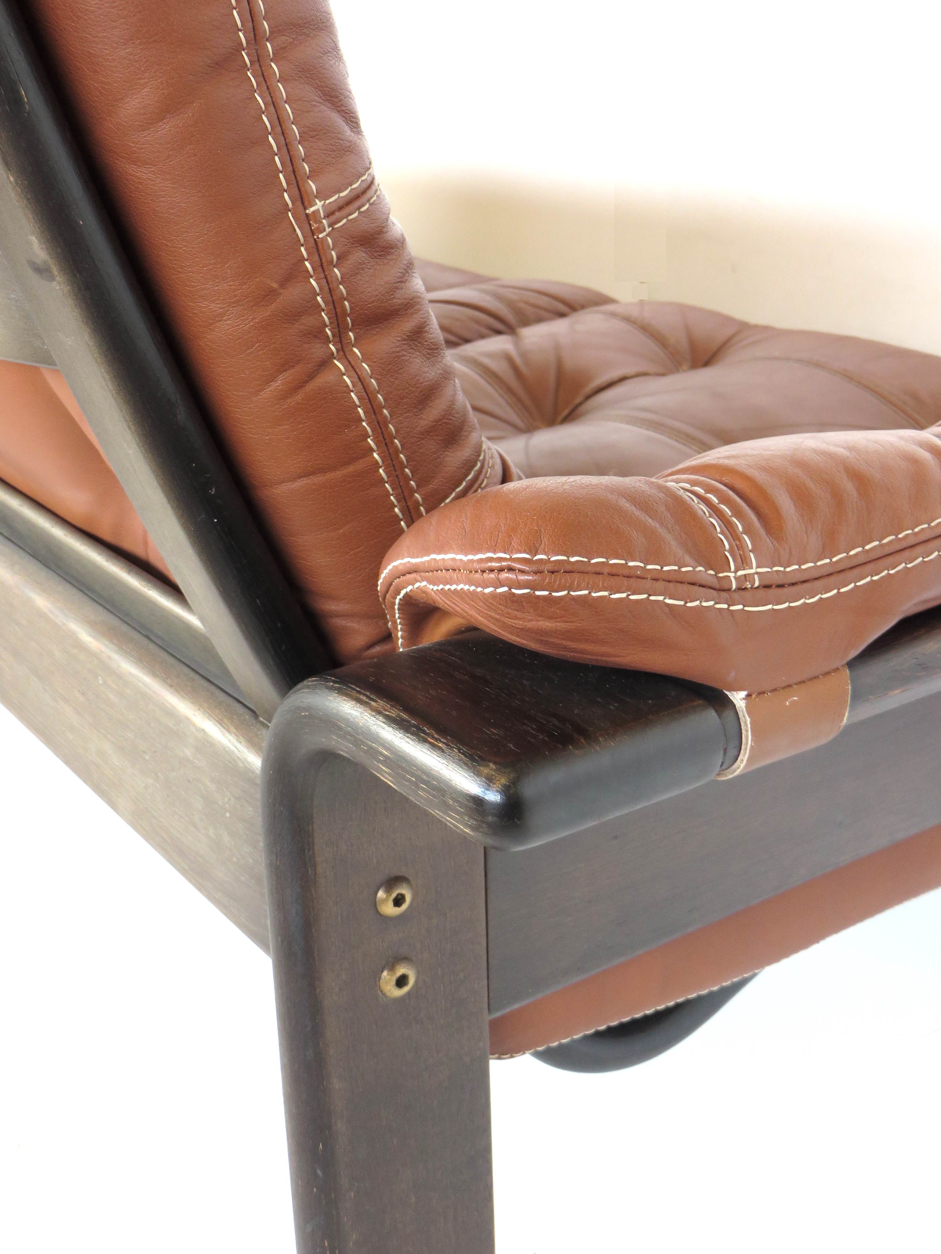 Vintage 3-seater leather sofa from the 60s