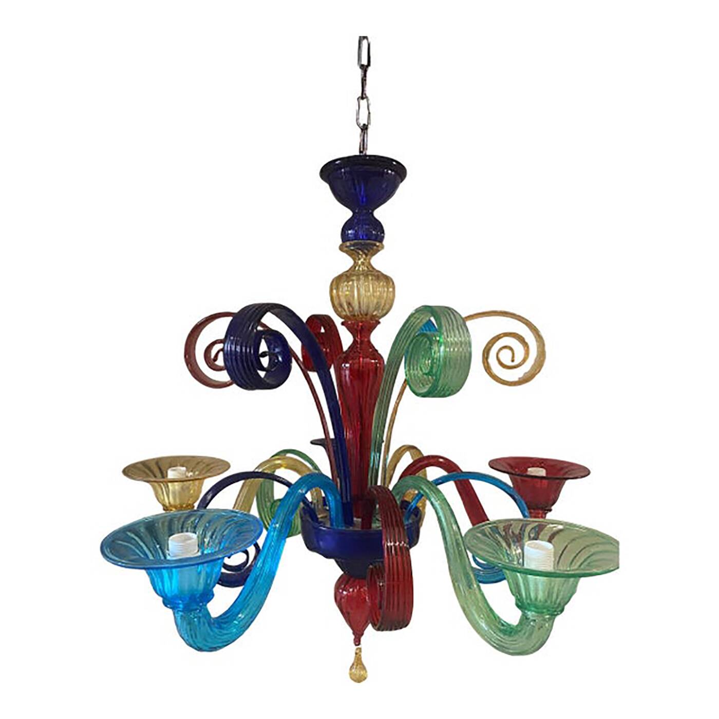Murano Multicolors Glass Chandelier Random Colors 5 Arms