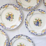 Set of 6 Boch dinner plates, Fructidor service, vintage