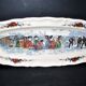 Sarreguemines large oval dish Obernai the snowball fight H. Loux