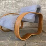 Midcentury modern curvy wavy lounge chair by Jan Bocan, Czech 1970s
