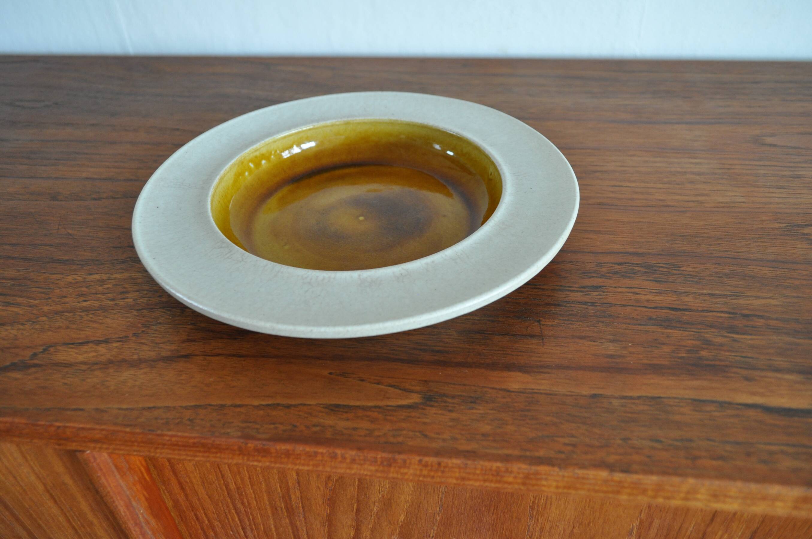 Golden Ochre Ceramic Dish by Kähler, Denmark 1950s