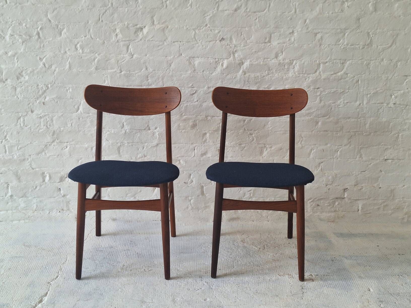 Pair of solid teak dining chairs, Denmark 1960s