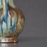 Vase with two handles in flamed sandstone with art nouveau-style drippings