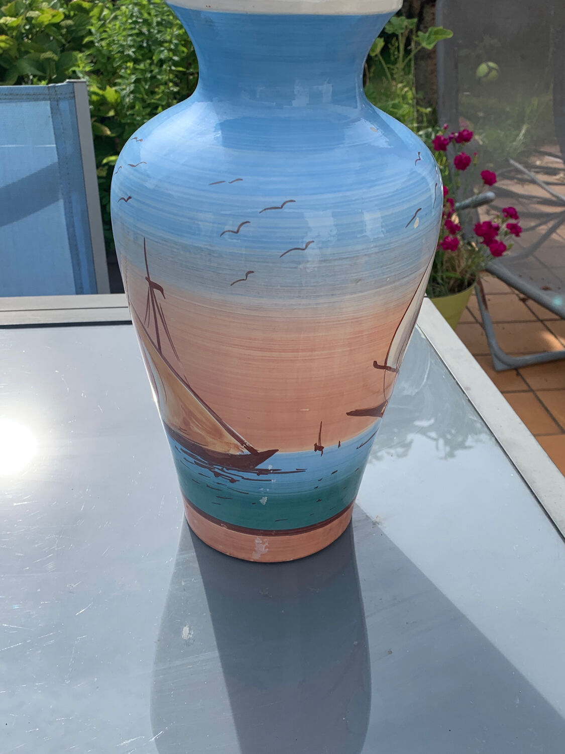 Vase décor bateaux mer