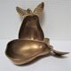 Two ashtrays pears solid brass patinated vintage