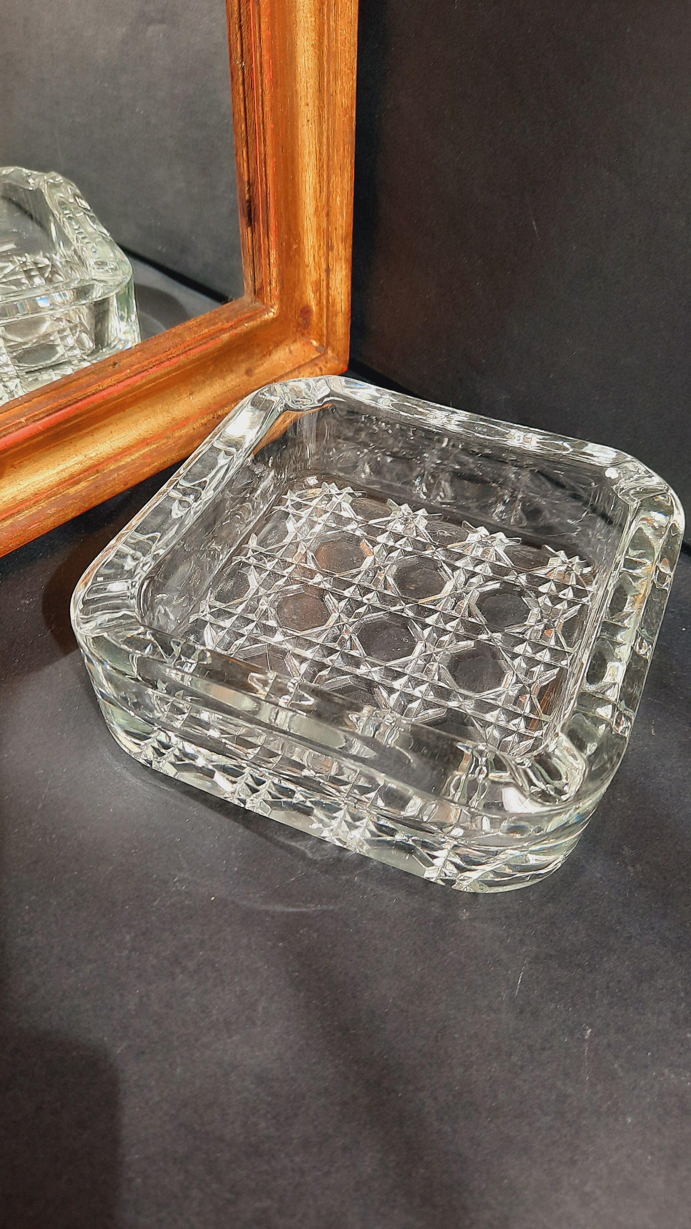 Lot 3 vide-poches verre ciselé
