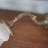 Vintage wall light, bronze swan neck and tulip globe wall light