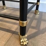 Pair of black lacquered metal and brass shelves. Guy Lefèvre for Maison Jansen. Circa 1970.