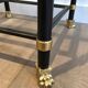 Pair of black lacquered metal and brass shelves. Guy Lefèvre for Maison Jansen. Circa 1970.