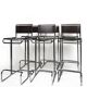 Set of 6 Linea Veam Modernist Leather and Chrome Bar Stools, 1960s