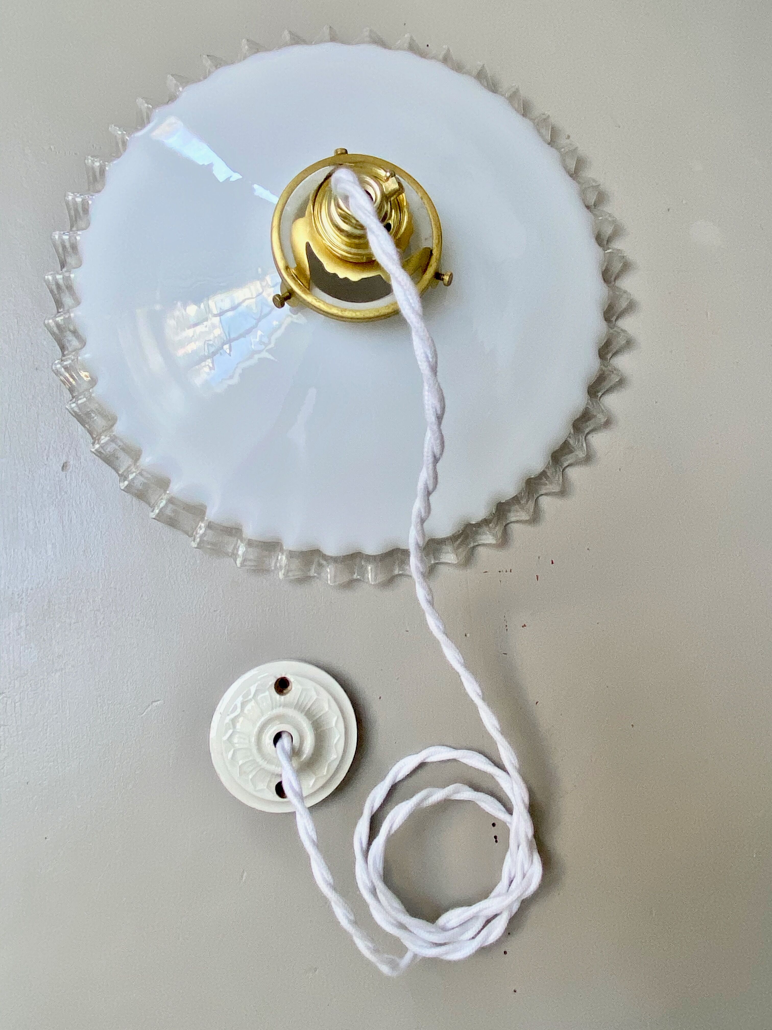 White opaline hanging lamp
