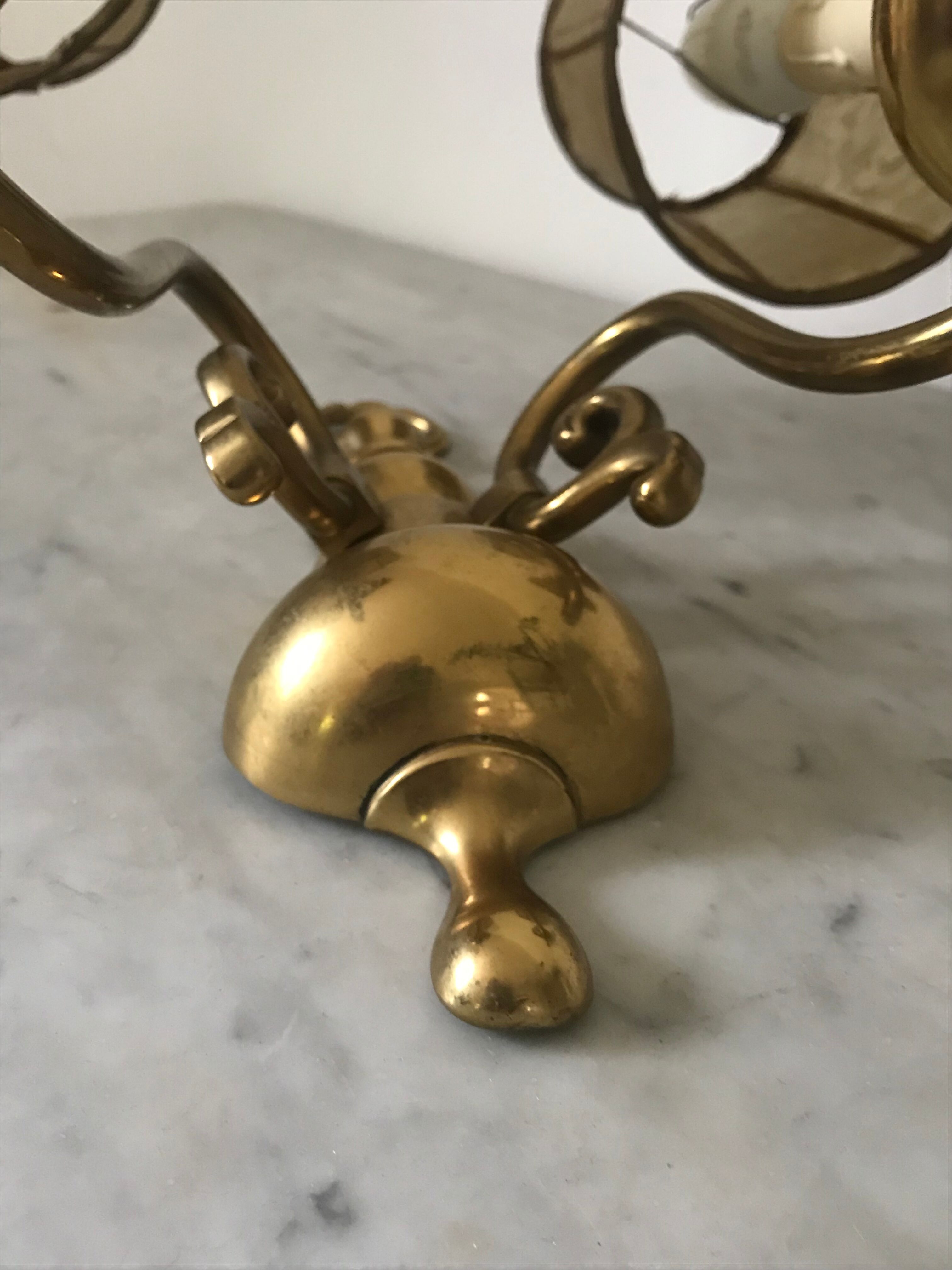 Pair of Dutch brass wall light