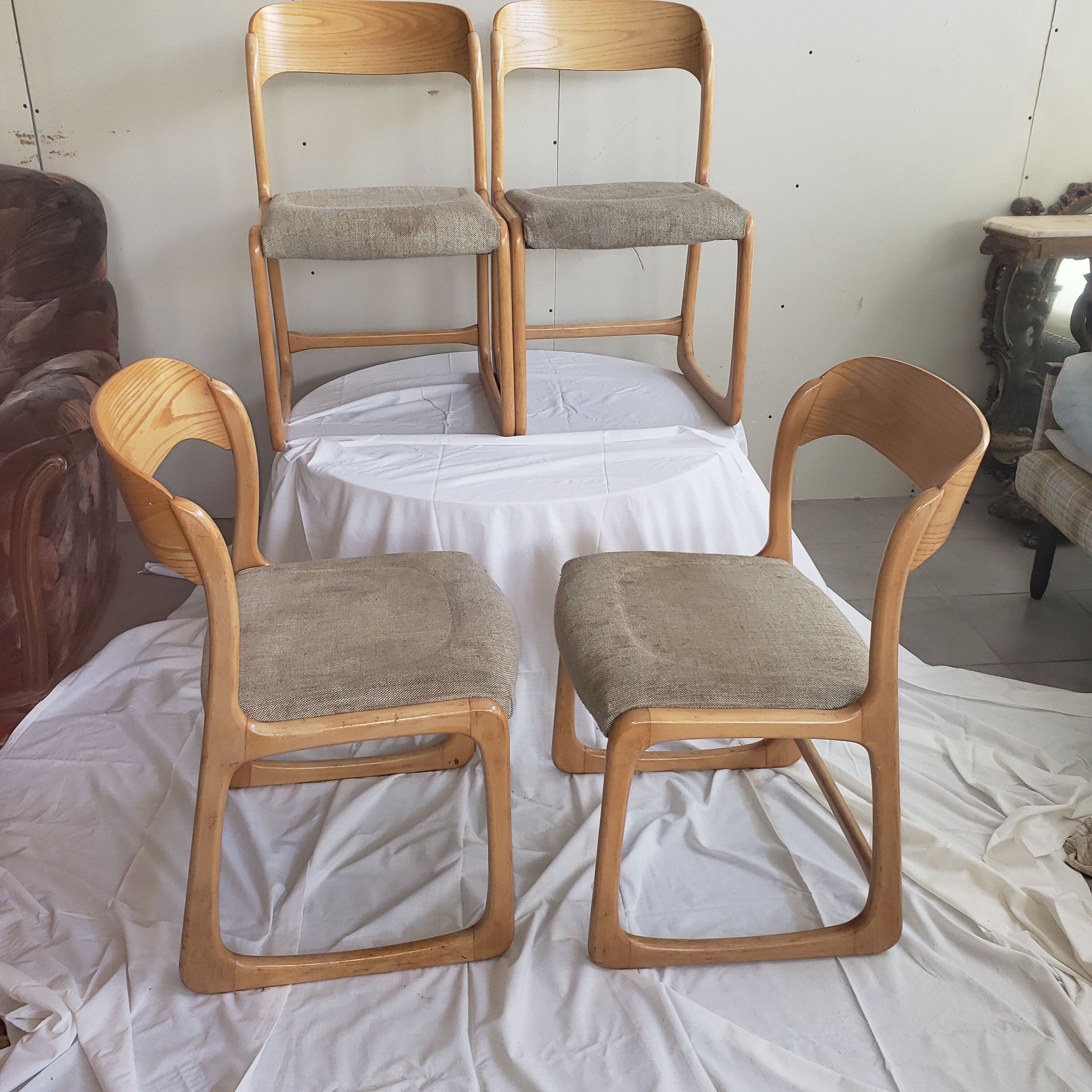 Lot de chaises traineau baumann ensemble de 4