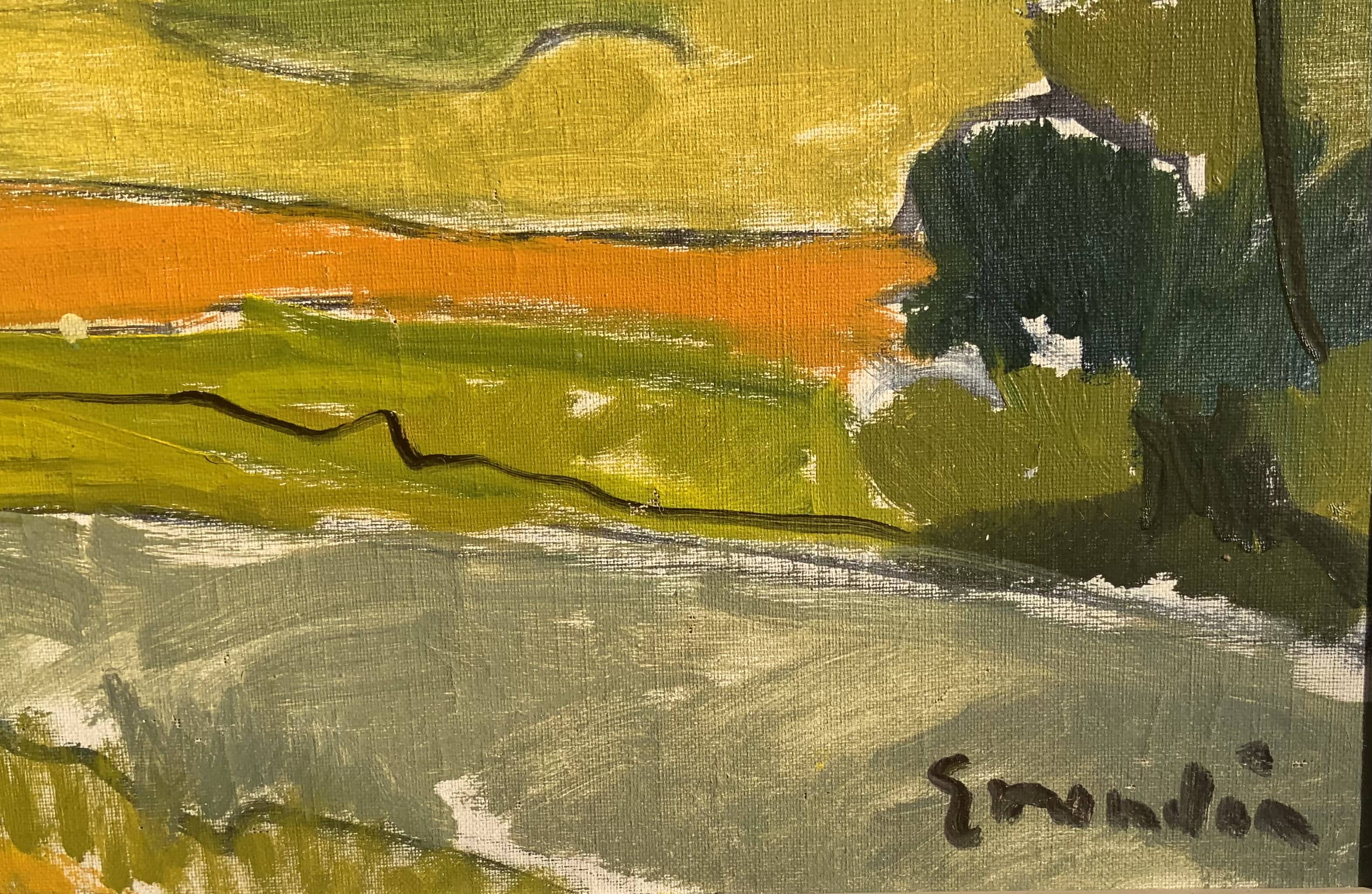 Vintage Oil on Canvas Landscaoe by Svan Grandin 1960s