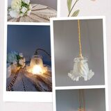 Frilly molded glass tulip walking lamp