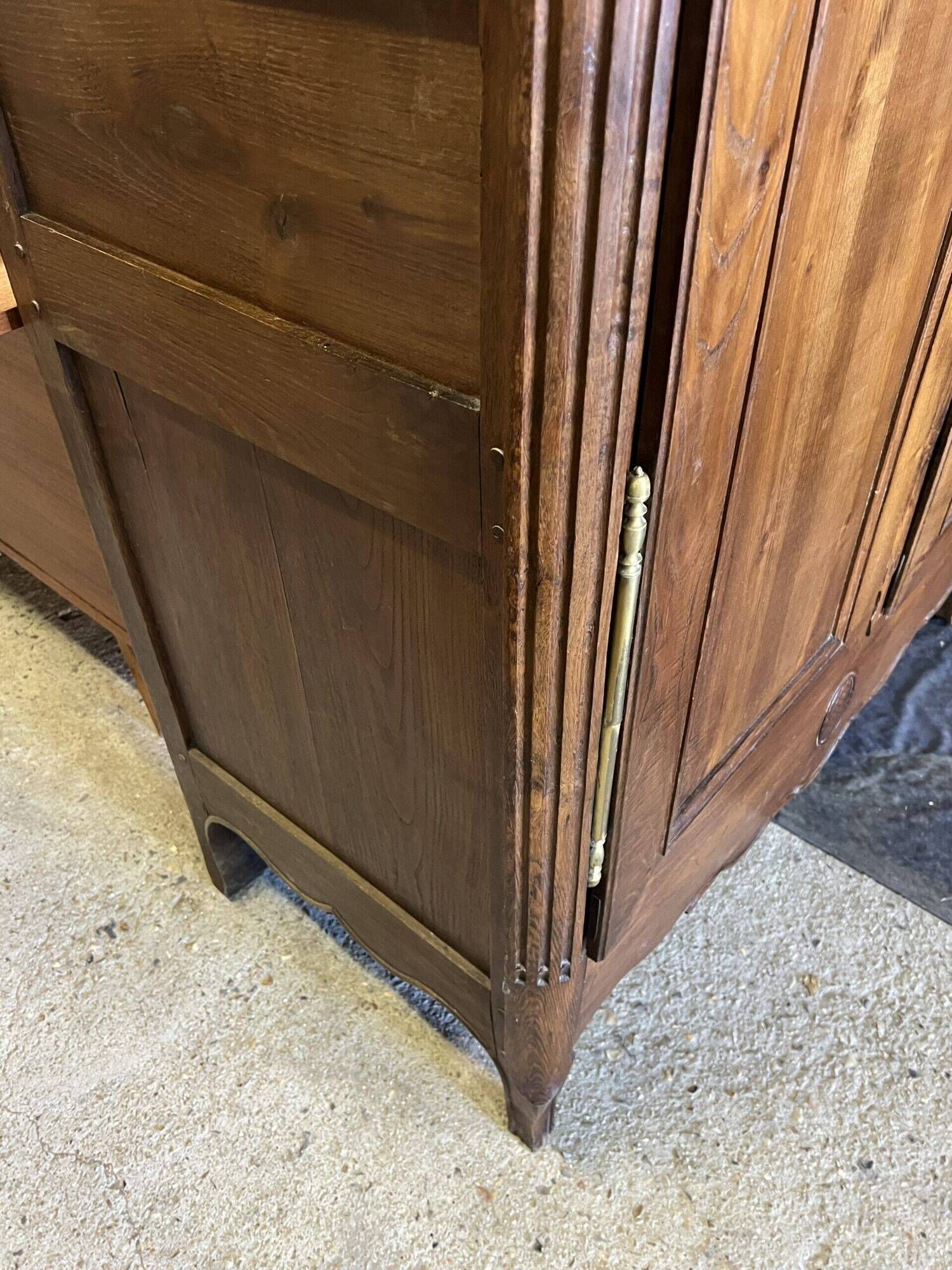 Very beautiful and old carved wooden wardrobe from the 19th century, small size, height 211 cm.