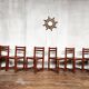Series of 6 vintage wooden chairs 1960