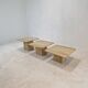 Ensemble de 3 tables basses ou d'appoint en travertin, Italie, 1980s