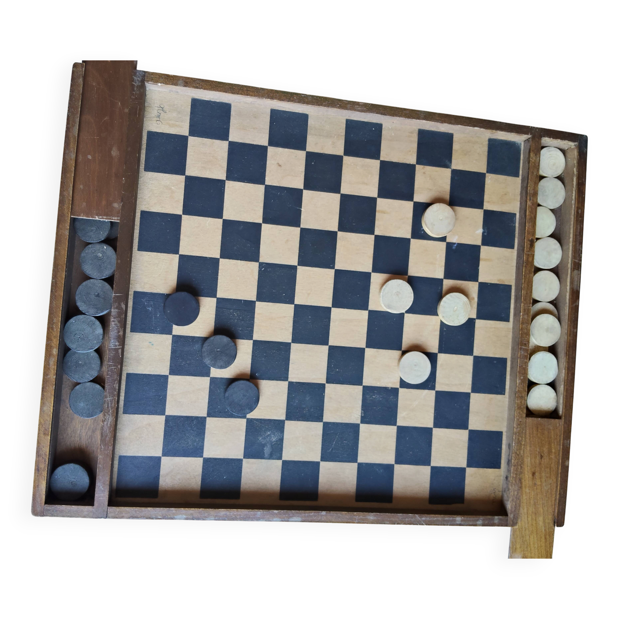 Vintage 50s-60s! Magnificent complete draughts set 100% wood.