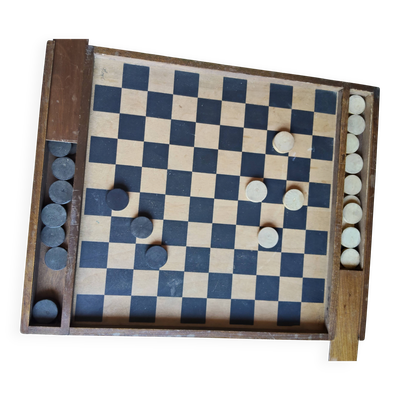 Vintage année 50-60 ! Magnifique jeu dames complet 100% bois