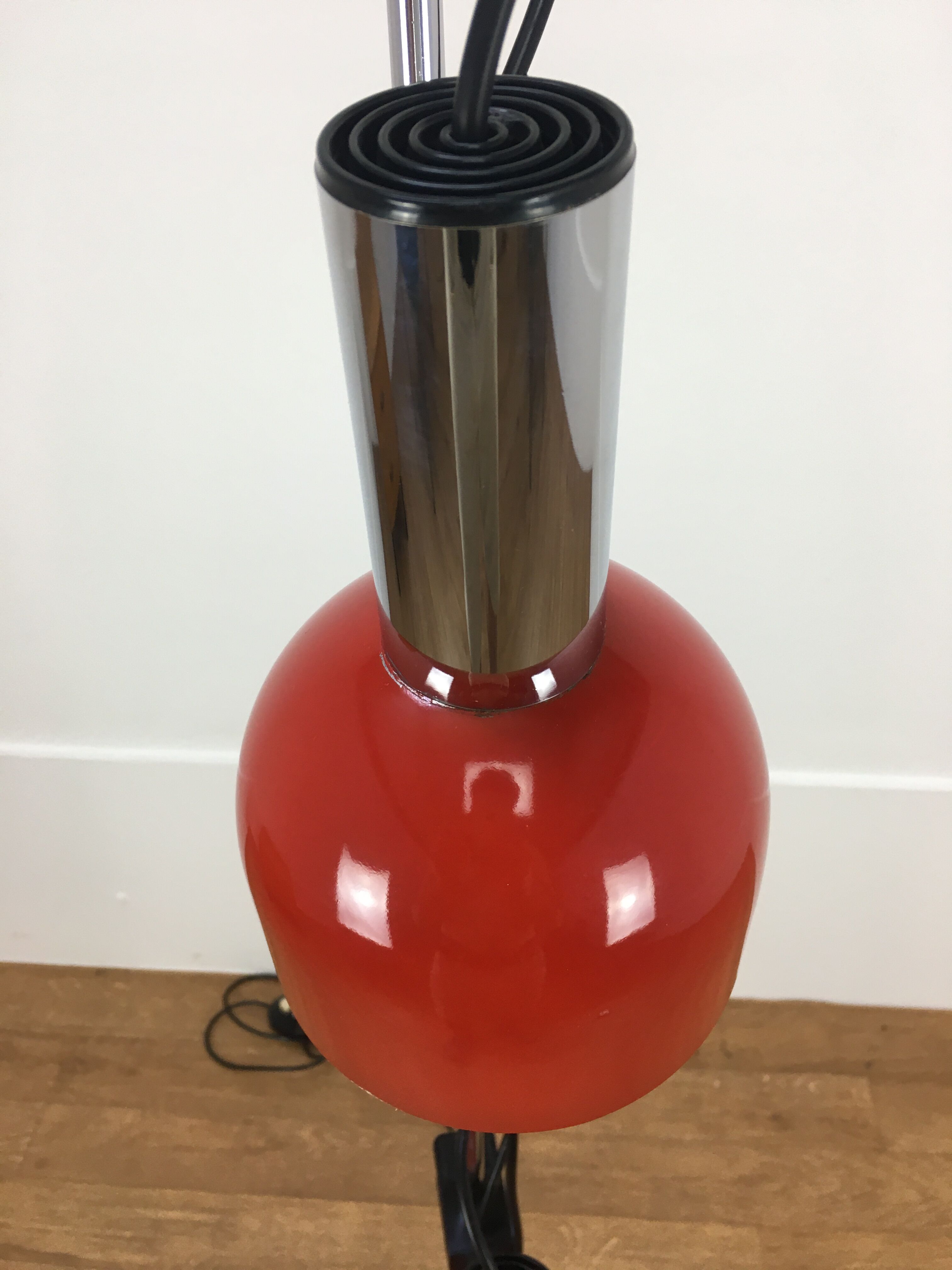 Floor lamp space age 2 spots red and chrome 1970