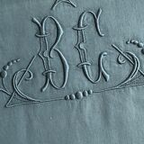 Old linen and cotton sheet tinted in gray green