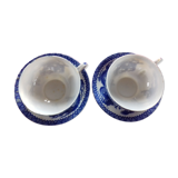 2 porcelain cups with their saucer, hand-painted "Japanese dragon" décor. Do in Japan.