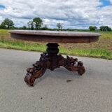 Table ronde Henri II à patte de lion en chêne massif
