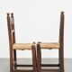 Set of 4 Antique Spanish Country Chairs with Woven Rattan Seats