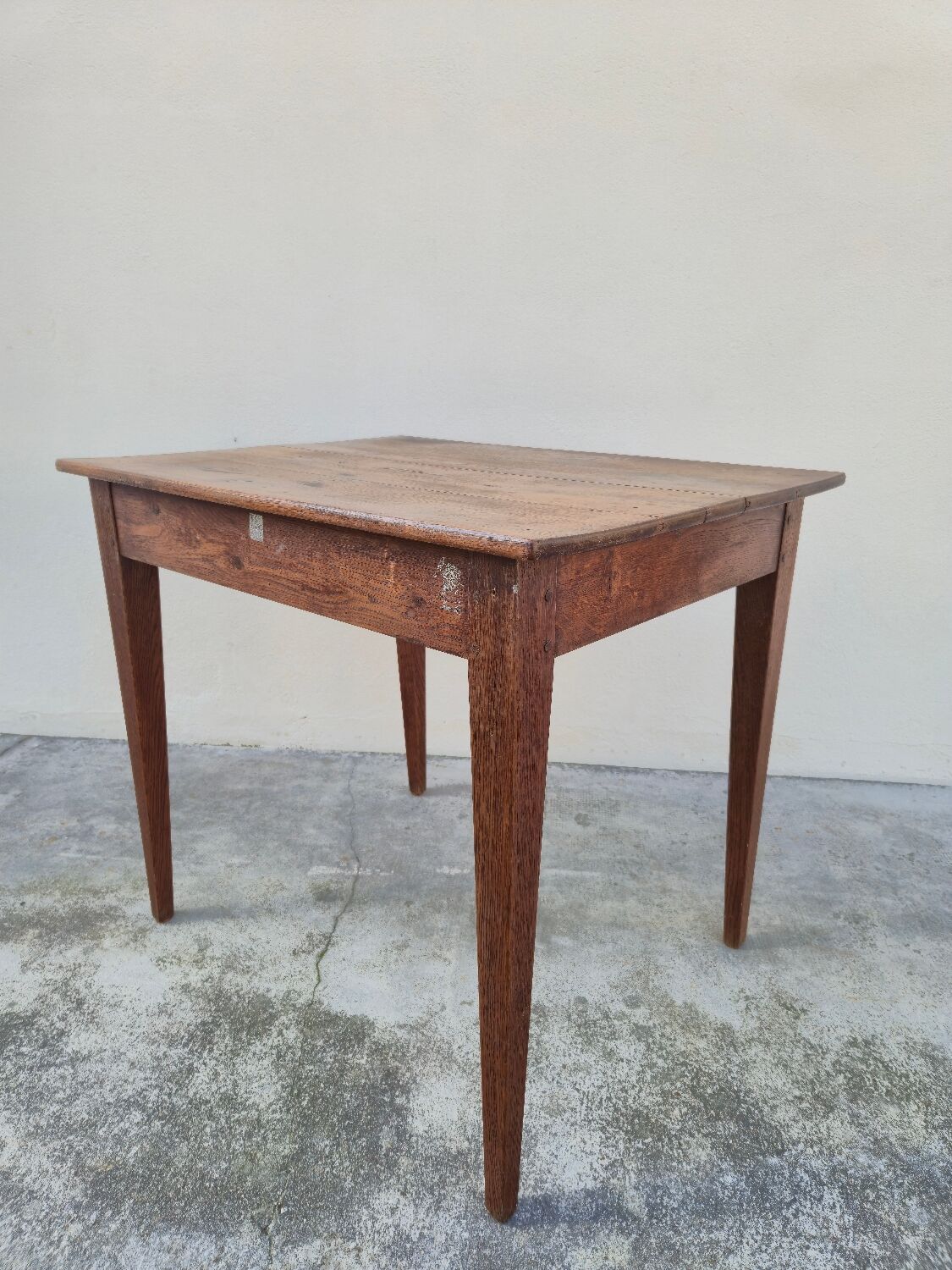 Antique rustic farmhouse table in solid oak, circa 1900s - 84cm
