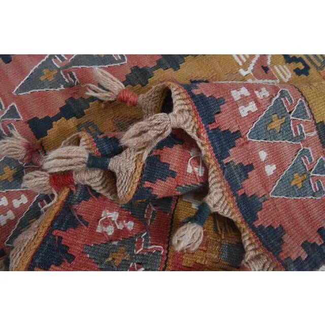 Shahmaran Motif Vintage Turkish Handmade Orange Kilim Rug  94x146