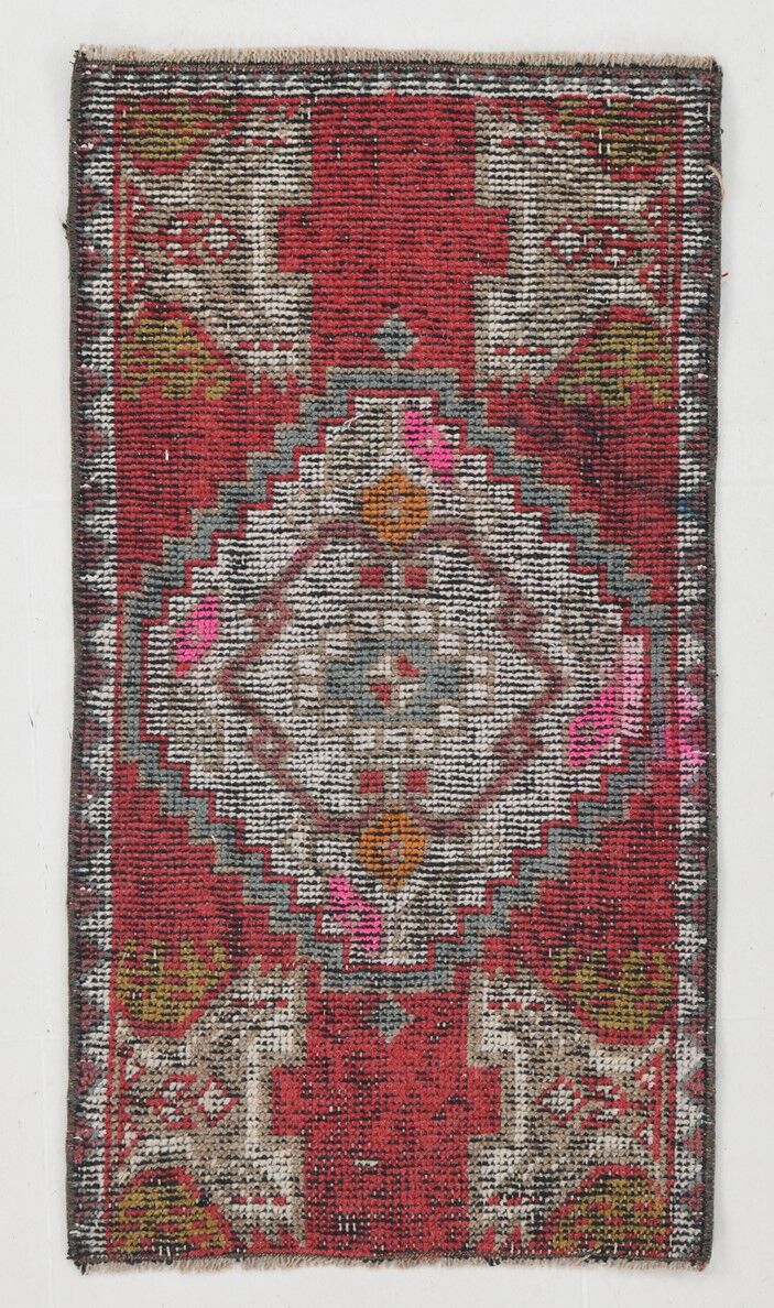 Red turkish rug 90x48cm