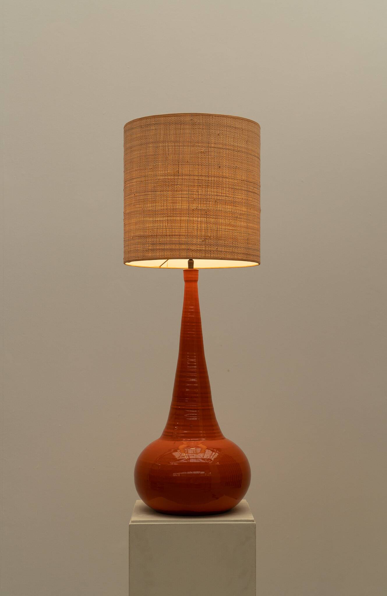 Orange ceramic table lamp, France 1970s