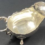 English George III style silver plated tripod sauce boat