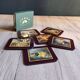 Set of 6 vintage Jason "Still Life Fruit" coasters, cork and durable.