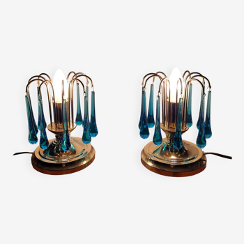 Lampes de table en verre de Murano italien du milieu du siècle