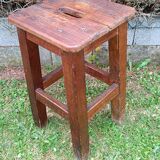 Brutalist style wooden stool