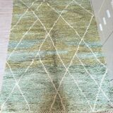 Tapis berbère Béni Ouarain vert à losanges blancs