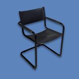 Bauhaus Cantilever Chair Black Leather on Black Chrome