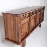 Large brutalist Aranjou sideboard in elm, 1960s