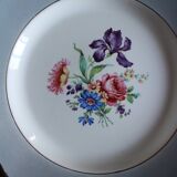 6 flat plates Digoin Sarregemines Marsac red with gold flowers